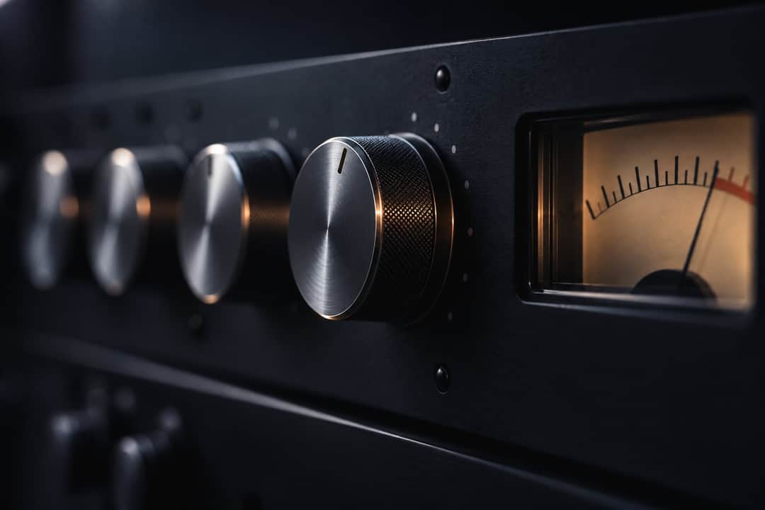 Regler und VU-Meter eines analogen Preamps